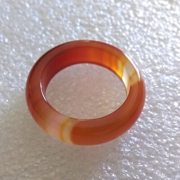 Apricot + Orange Bands ~ Agate Stone Band Size 7 ~ Friendship + Promise Rings - Picture 2 of 9